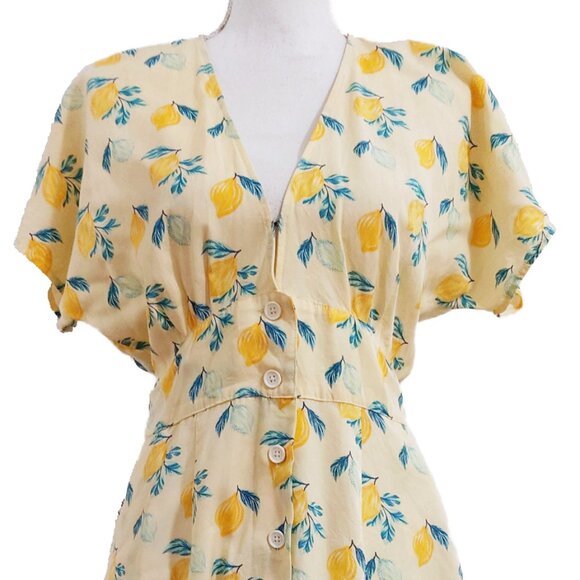 Marine Layer Camilla Lemon Print Dress - Picture 3 of 10